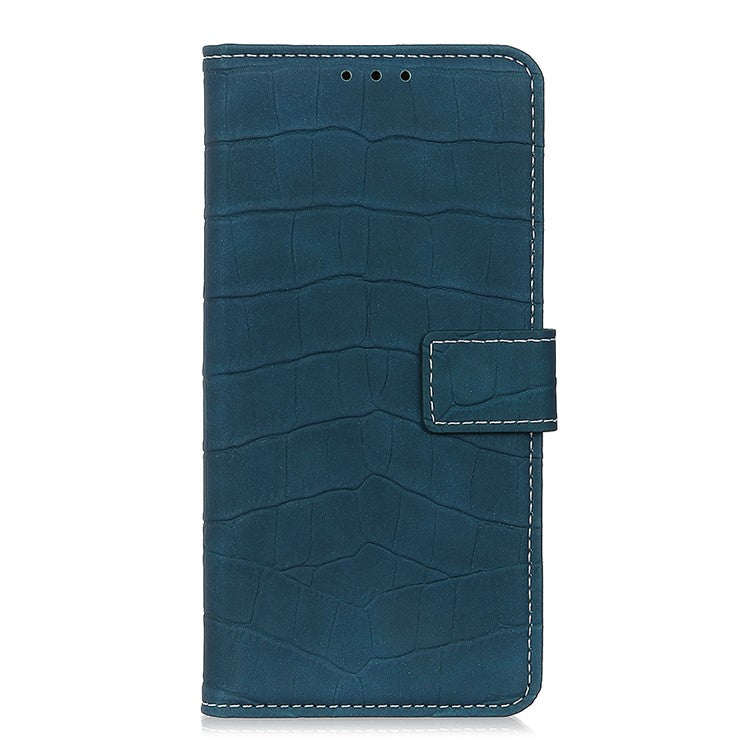 For Google Pixel 7a Leather Phone Case with Wallet Stand Crocodile Texture Protective Phone Cover - Blackish Green