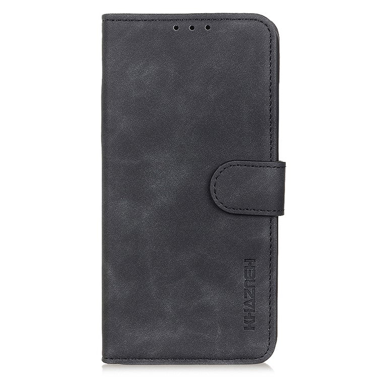 KHAZNEH For Google Pixel 7a Phone Leather Case Retro Texture Phone Cover with Stand Wallet - Black