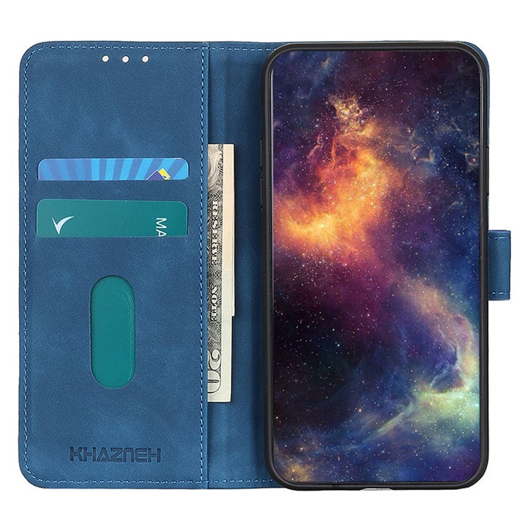 KHAZNEH For Google Pixel 7a Phone Leather Case Retro Texture Phone Cover with Stand Wallet - Blue