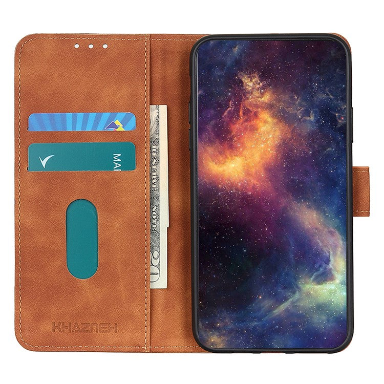 KHAZNEH For Google Pixel 7a Phone Leather Case Retro Texture Phone Cover with Stand Wallet - Brown
