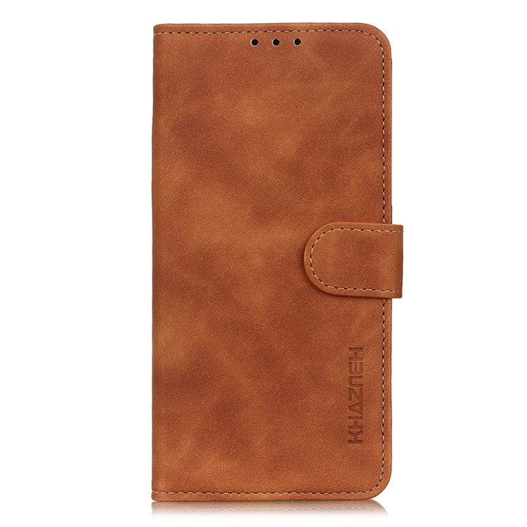 KHAZNEH For Google Pixel 7a Phone Leather Case Retro Texture Phone Cover with Stand Wallet - Brown