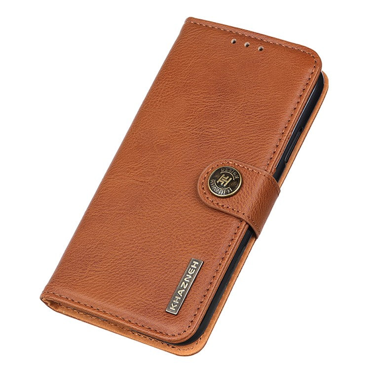 KHAZNEH For Google Pixel 7a Stand Leather Phone Cover Cowhide Texture Phone Wallet Case - Brown