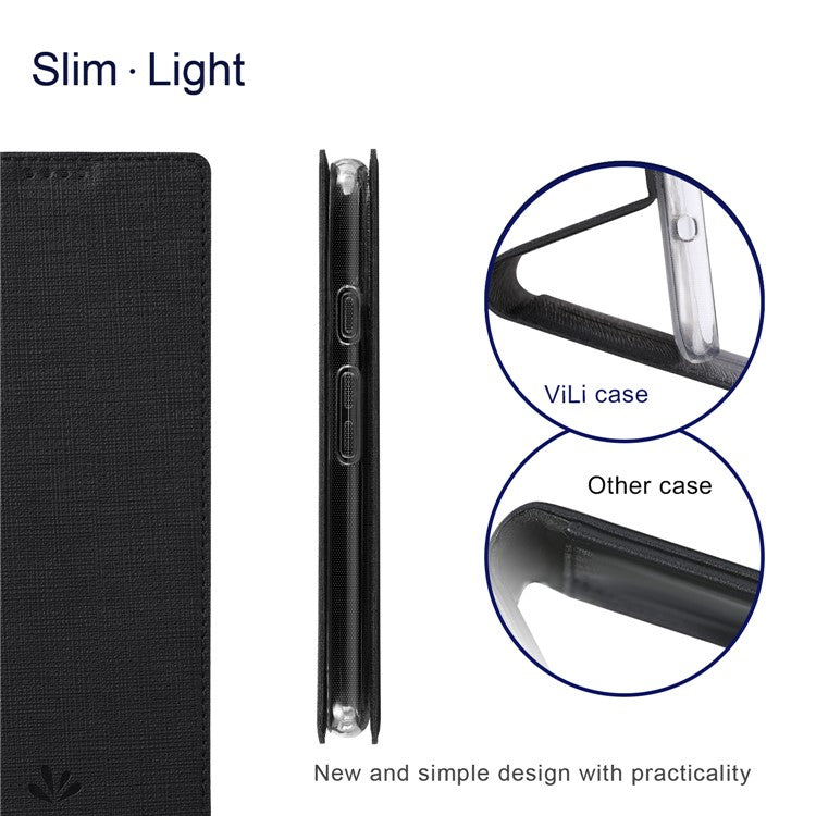 VILI DMX Series for Google Pixel 7a Card Slots Phone Case Mobile Phone PU Leather Stand Cover - Black