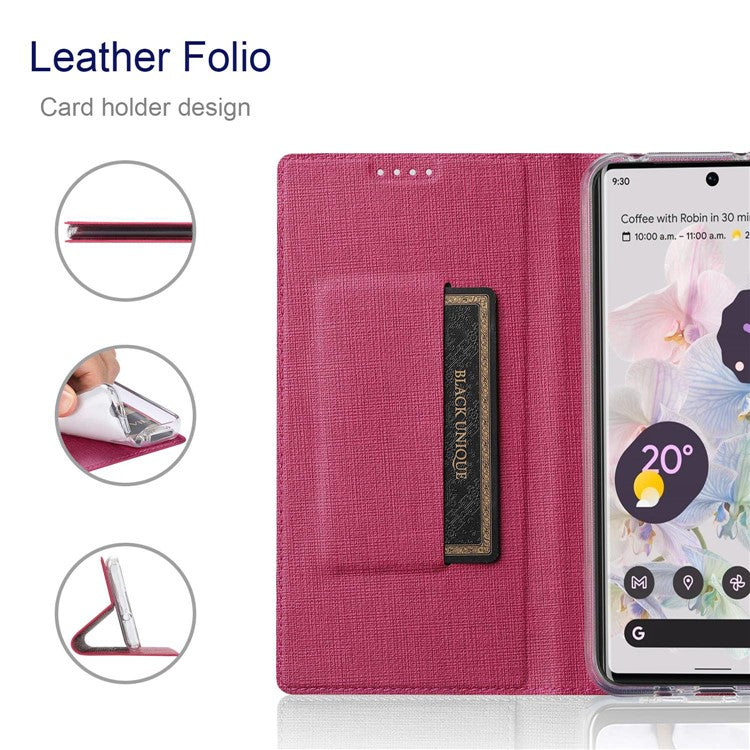 VILI DMX Series for Google Pixel 7a Card Slots Phone Case Mobile Phone PU Leather Stand Cover - Rose