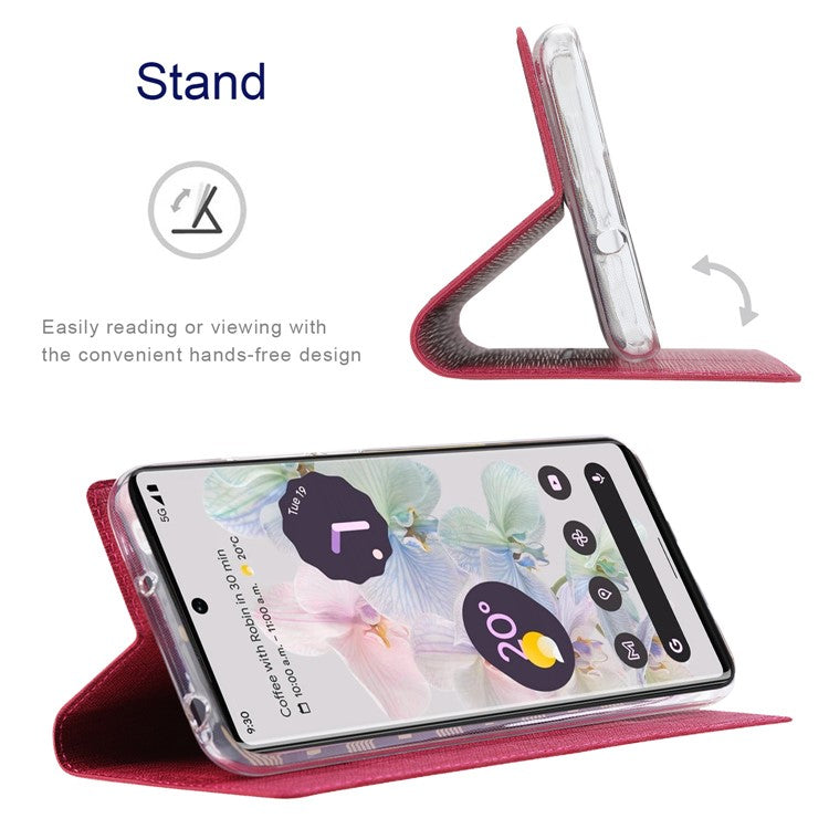 VILI DMX Series for Google Pixel 7a Card Slots Phone Case Mobile Phone PU Leather Stand Cover - Rose
