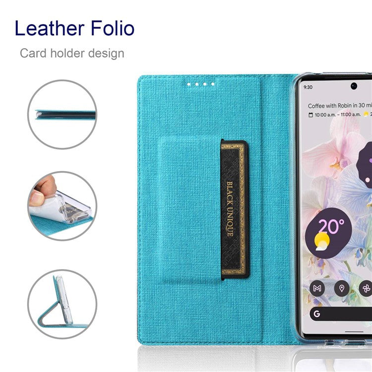 VILI DMX Series for Google Pixel 7a Card Slots Phone Case Mobile Phone PU Leather Stand Cover - Blue