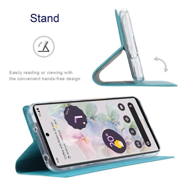 VILI DMX Series for Google Pixel 7a Card Slots Phone Case Mobile Phone PU Leather Stand Cover - Blue