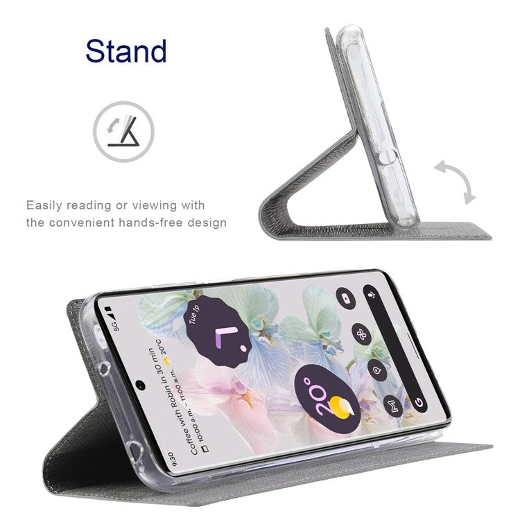 VILI DMX Series for Google Pixel 7a Card Slots Phone Case Mobile Phone PU Leather Stand Cover - Grey