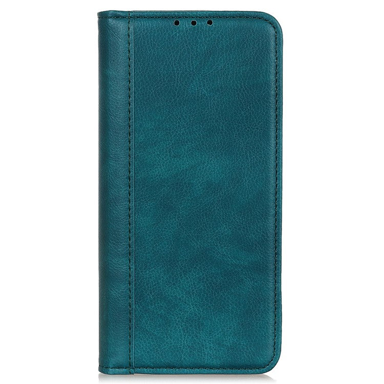 For Google Pixel 7a Split Leather Phone Case Litchi Texture Wallet Stand Flip Protective Cover - Green
