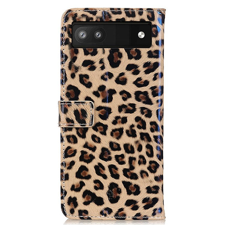 For Google Pixel 7a Leather Wallet Phone Case Leopard Print Smartphone Stand Protective Cover