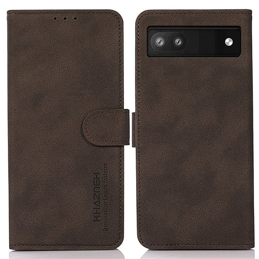KHAZNEH For Google Pixel 7a Wallet Phone Case PU Leather Magnetic Closure Stand Cover - Brown
