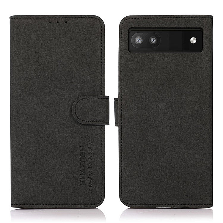 KHAZNEH For Google Pixel 7a Wallet Phone Case PU Leather Magnetic Closure Stand Cover - Black