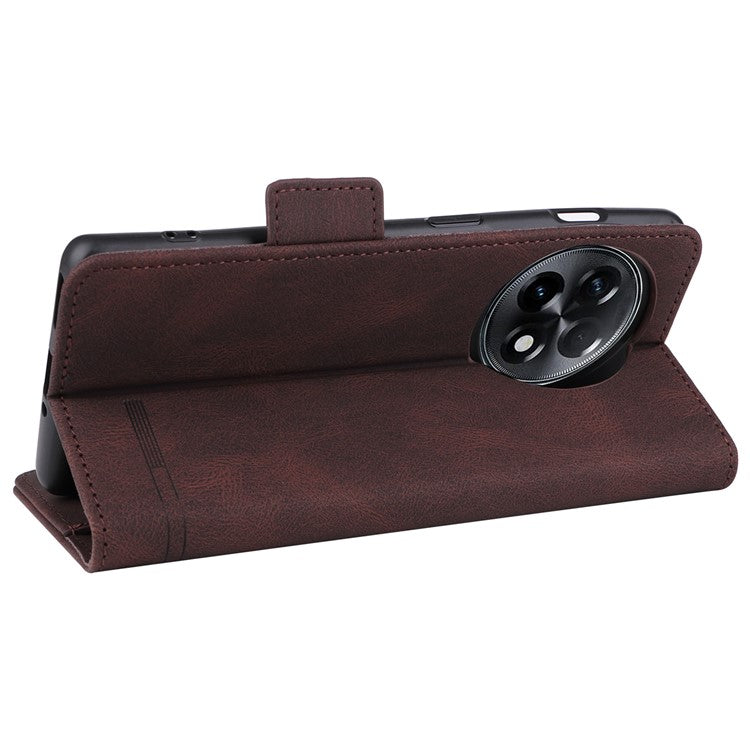For OnePlus Ace 2 5G / 11R 5G Anti-scratch Magnetic PU Leather Anti-drop Case Hardware Decor Wallet Stand Shell - Coffee