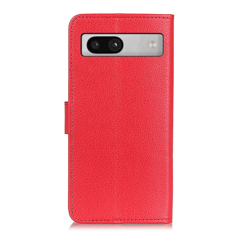 For Google Pixel 7a Litchi Texture Phone Cover Wallet PU Leather Phone Stand Case - Red
