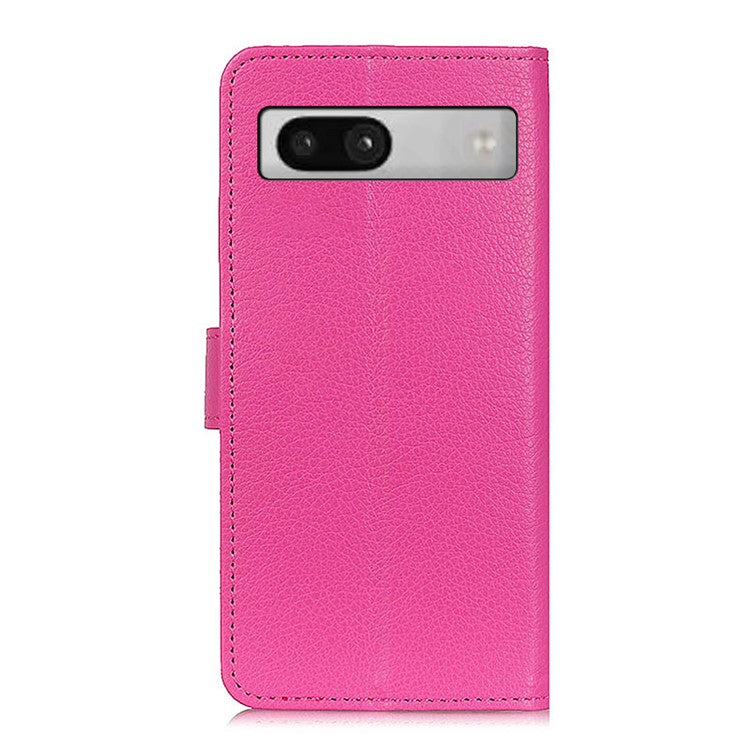 For Google Pixel 7a Litchi Texture Phone Cover Wallet PU Leather Phone Stand Case - Rose
