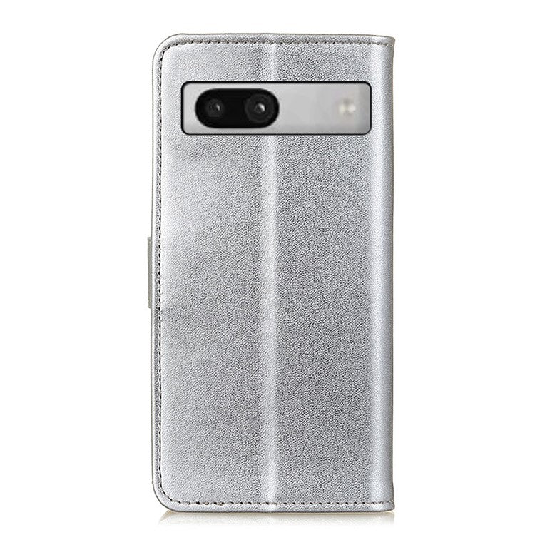 Phone Leather Case for Google Pixel 7a , Full Protection Wallet Stand Phone Cover - Silver