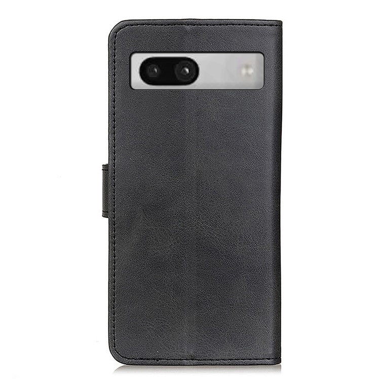 For Google Pixel 7a PU Leather Stand Phone Case Cowhide Texture Mobile Phone Wallet Cover - Black