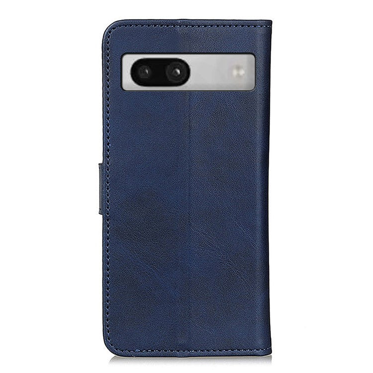 For Google Pixel 7a PU Leather Stand Phone Case Cowhide Texture Mobile Phone Wallet Cover - Blue