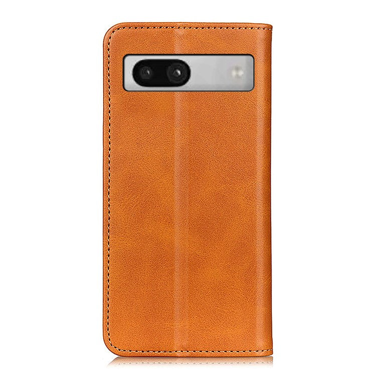 Split Leather Cell Phone Case for Google Pixel 7a , Wallet Stand Shockproof Phone Cover - Brown