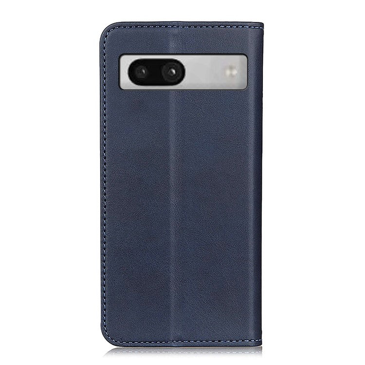Split Leather Cell Phone Case for Google Pixel 7a , Wallet Stand Shockproof Phone Cover - Blue