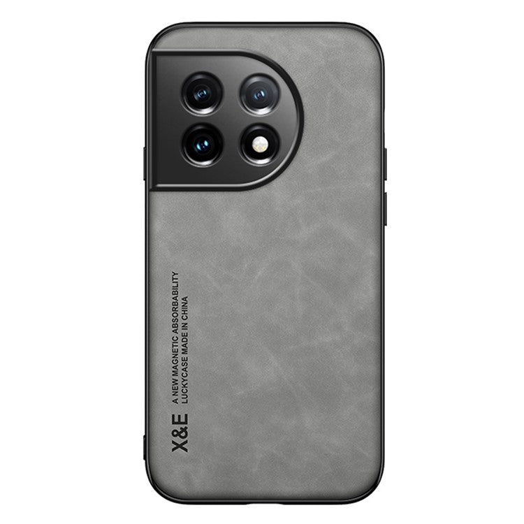 X&E Skin-Touch Phone Case for OnePlus 11 5G Protective Cover PU Leather TPU PC Cover Slim Case - Light Grey