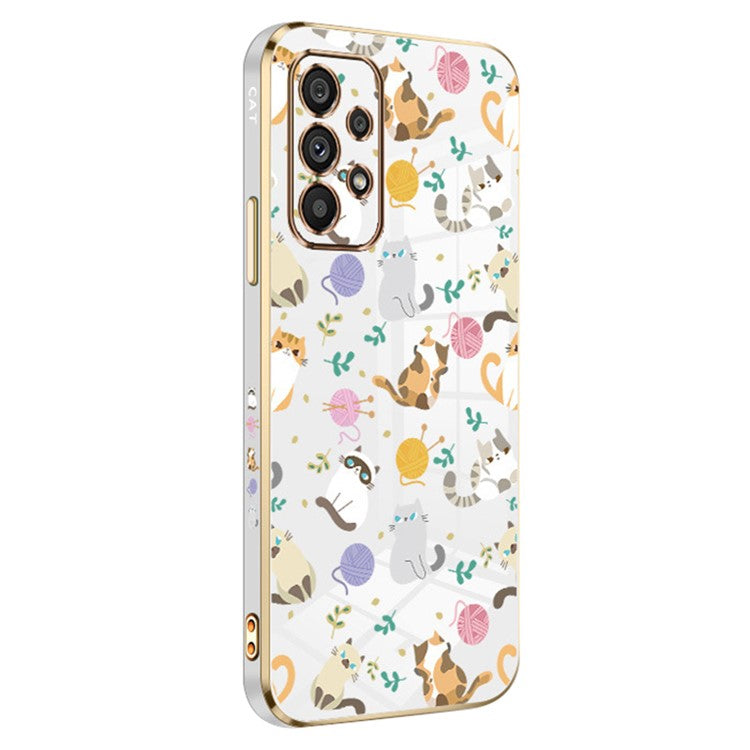 RZANTS For Samsung Galaxy A33 5G Electroplating Phone TPU Case Yarn Ball Cat Pattern Cell Phone Cover - White