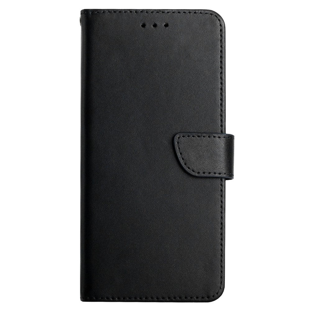 HT02 Genuine Leather Phone Case for Samsung Galaxy M14 5G , Stand Wallet Flip Protective Cover - Black