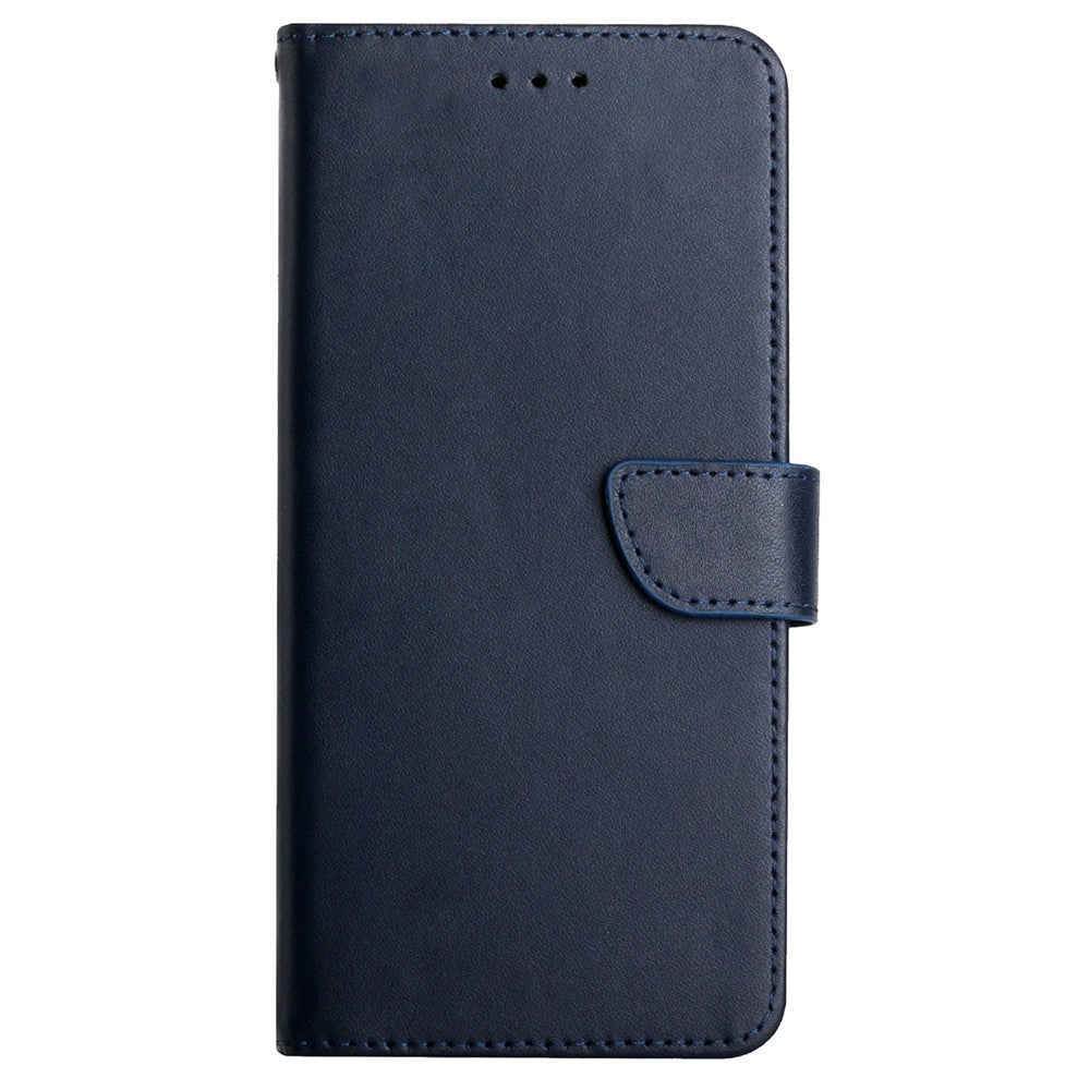 HT02 Genuine Leather Phone Case for Samsung Galaxy M14 5G , Stand Wallet Flip Protective Cover - Blue