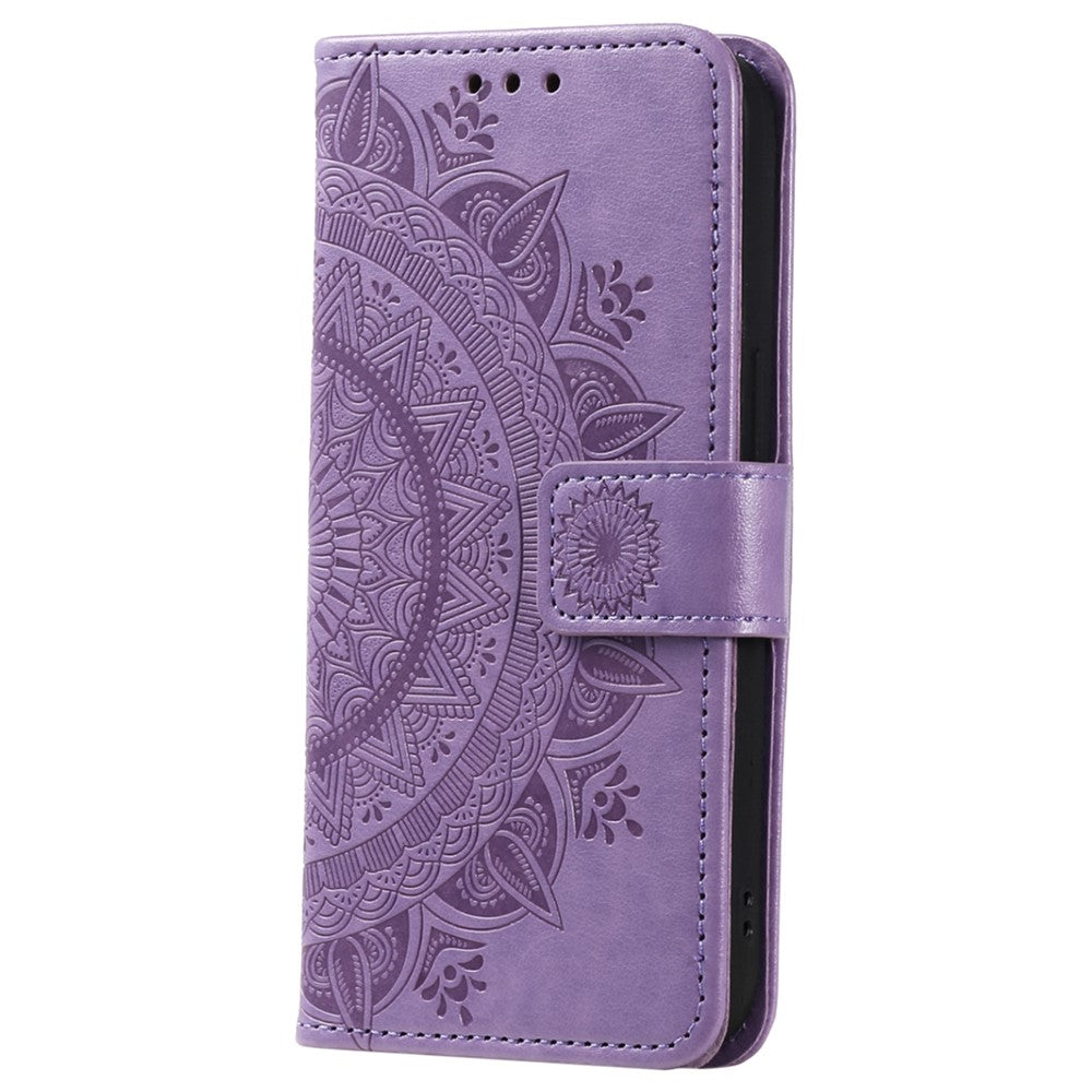 For Samsung Galaxy M14 5G Wallet Stand Flip Cover Mandala Flower Pattern Leather Phone Case - Purple