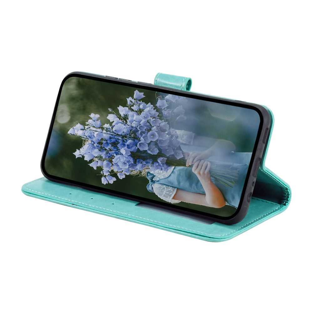 For Samsung Galaxy M14 5G Wallet Stand Flip Cover Mandala Flower Pattern Leather Phone Case - Green