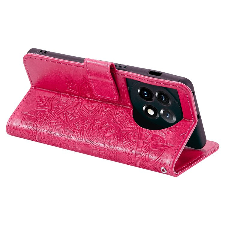 Leather Flip Case for OnePlus 11 5G Shockproof Phone Shell Mandala Flower Pattern Wallet Phone Cover - Rose