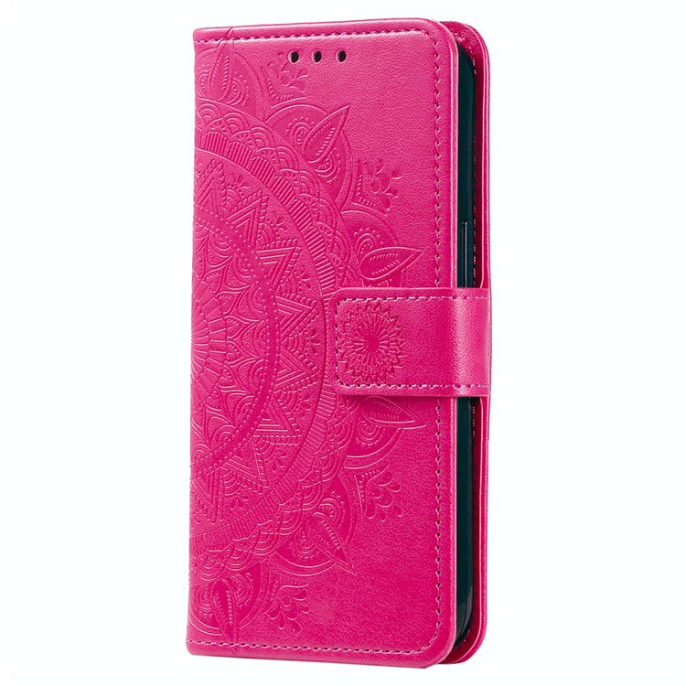 Leather Flip Case for OnePlus 11 5G Shockproof Phone Shell Mandala Flower Pattern Wallet Phone Cover - Rose