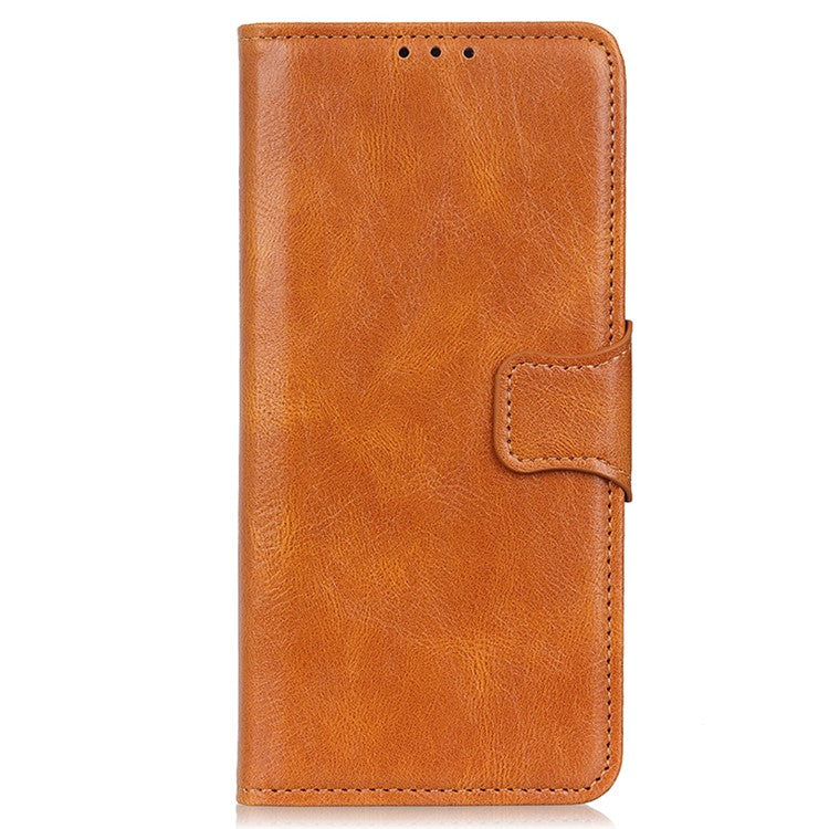 Phone Case for Google Pixel 7a PU Leather Flip Cover Crazy Horse Texture Stand Wallet Phone Shell - Brown