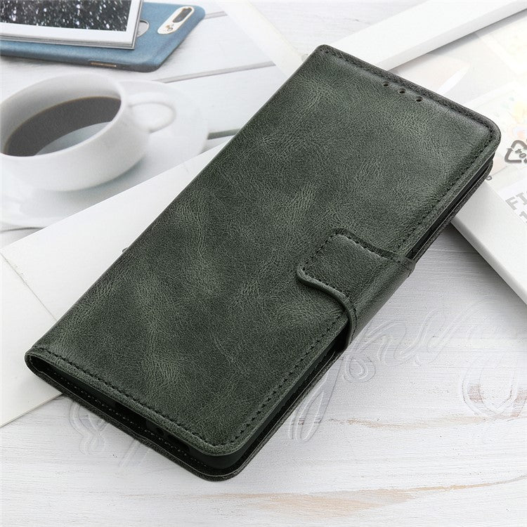 Phone Case for Google Pixel 7a PU Leather Flip Cover Crazy Horse Texture Stand Wallet Phone Shell - Blackish Green