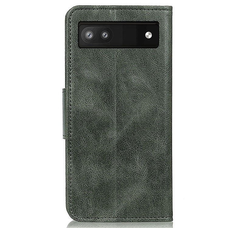 Phone Case for Google Pixel 7a PU Leather Flip Cover Crazy Horse Texture Stand Wallet Phone Shell - Blackish Green