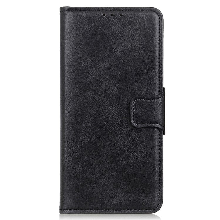 Phone Case for Google Pixel 7a PU Leather Flip Cover Crazy Horse Texture Stand Wallet Phone Shell - Black