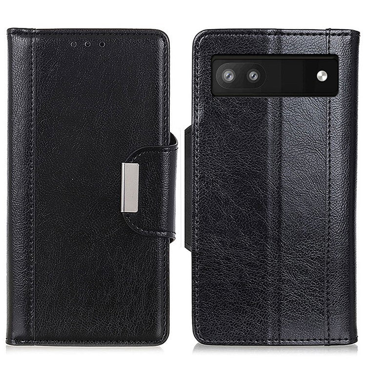 Shockproof Phone Case for Google Pixel 7a PU Leather Folio Flip Cover Wallet Stand Phone Protector - Black