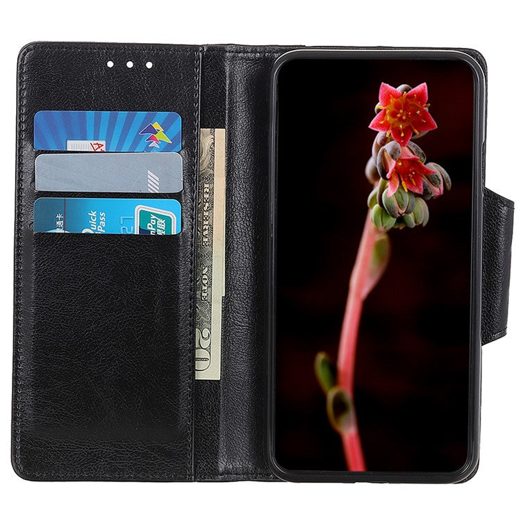 Shockproof Phone Case for Google Pixel 7a PU Leather Folio Flip Cover Wallet Stand Phone Protector - Black