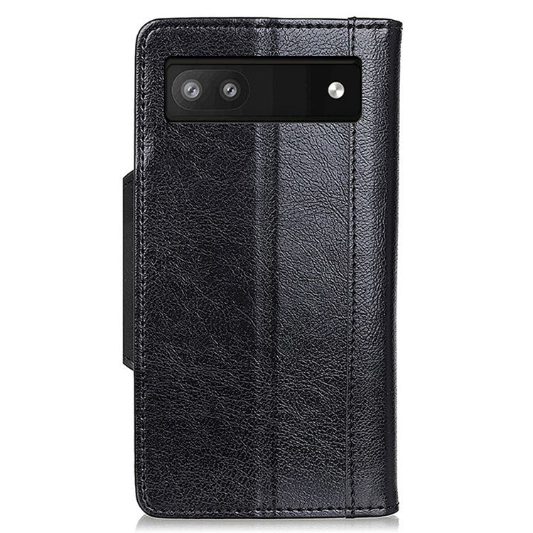 Shockproof Phone Case for Google Pixel 7a PU Leather Folio Flip Cover Wallet Stand Phone Protector - Black