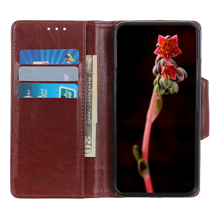 Shockproof Phone Case for Google Pixel 7a PU Leather Folio Flip Cover Wallet Stand Phone Protector - Brown