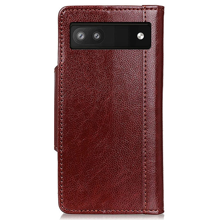 Shockproof Phone Case for Google Pixel 7a PU Leather Folio Flip Cover Wallet Stand Phone Protector - Brown