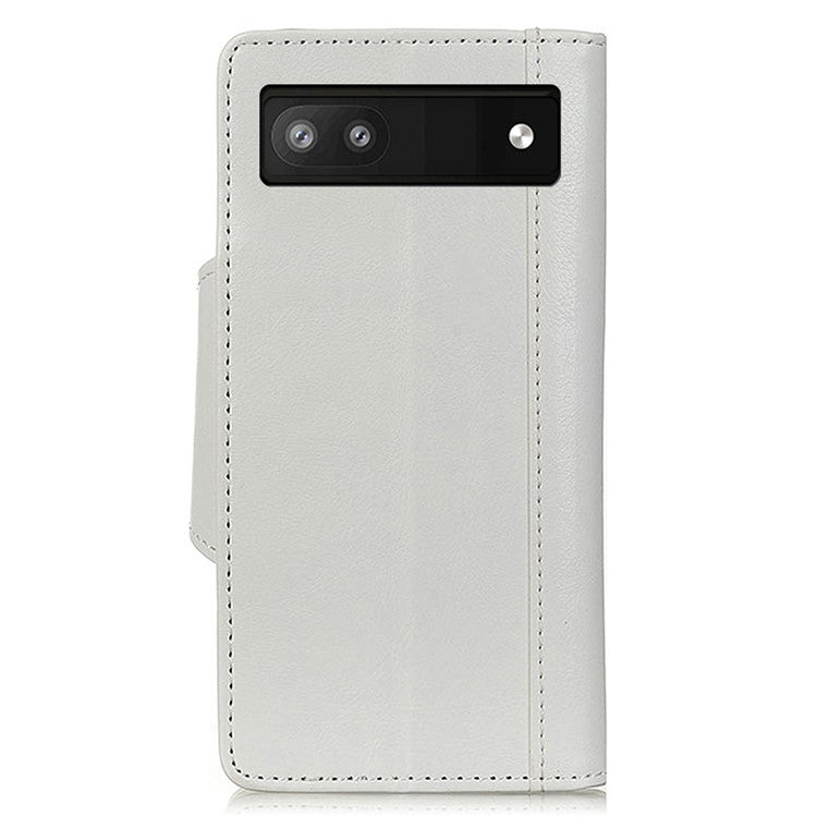 Shockproof Phone Case for Google Pixel 7a PU Leather Folio Flip Cover Wallet Stand Phone Protector - White
