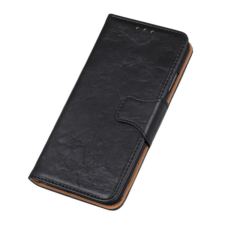 Phone Leather Case for Google Pixel 7a Wallet Phone Case Crazy Horse Texture Phone Cover - Black