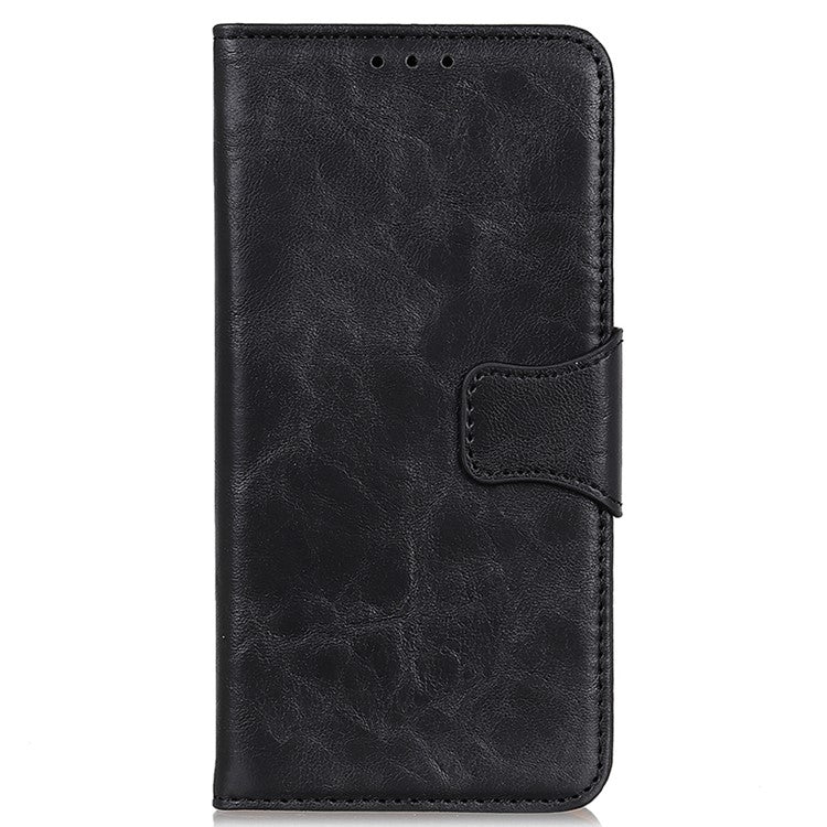 Phone Leather Case for Google Pixel 7a Wallet Phone Case Crazy Horse Texture Phone Cover - Black
