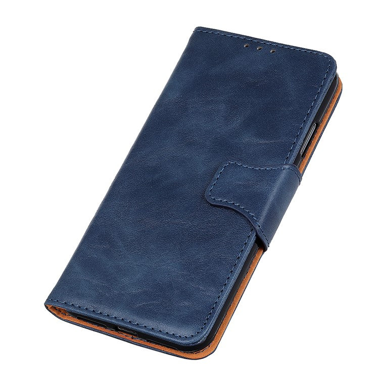 Phone Leather Case for Google Pixel 7a Wallet Phone Case Crazy Horse Texture Phone Cover - Blue