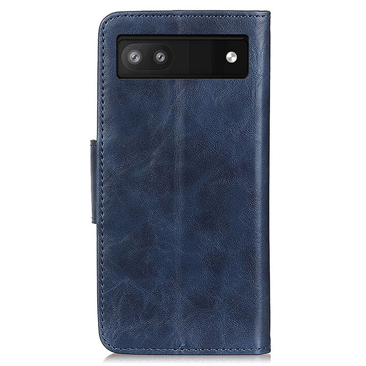 Phone Leather Case for Google Pixel 7a Wallet Phone Case Crazy Horse Texture Phone Cover - Blue