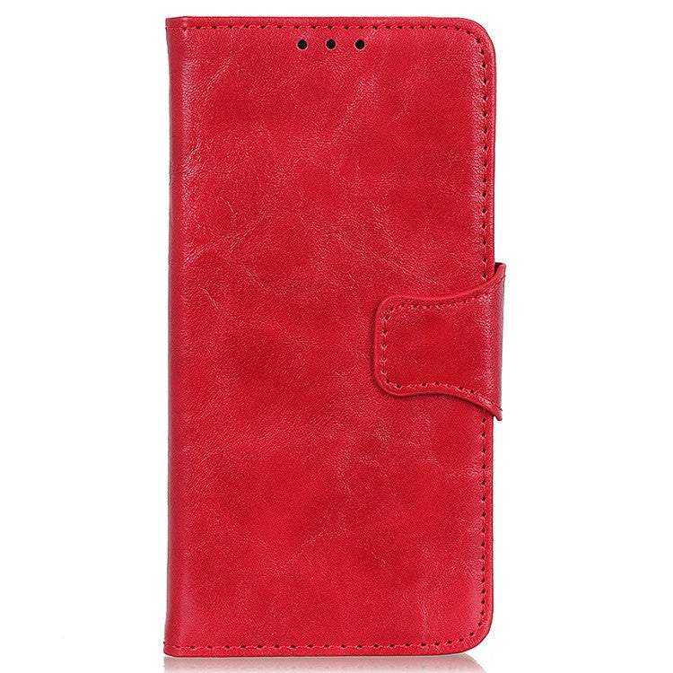 Phone Leather Case for Google Pixel 7a Wallet Phone Case Crazy Horse Texture Phone Cover - Red