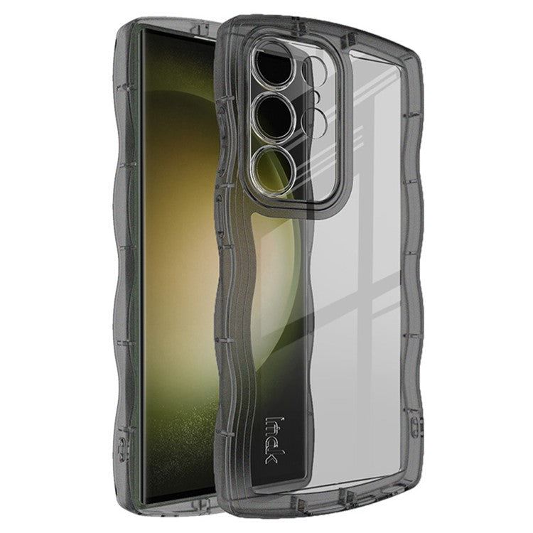 IMAK UX-8 Series TPU Phone Case for Samsung Galaxy S23 Ultra Cover Wavy Shape Edge Anti-Drop Phone Shell - Transparent Black