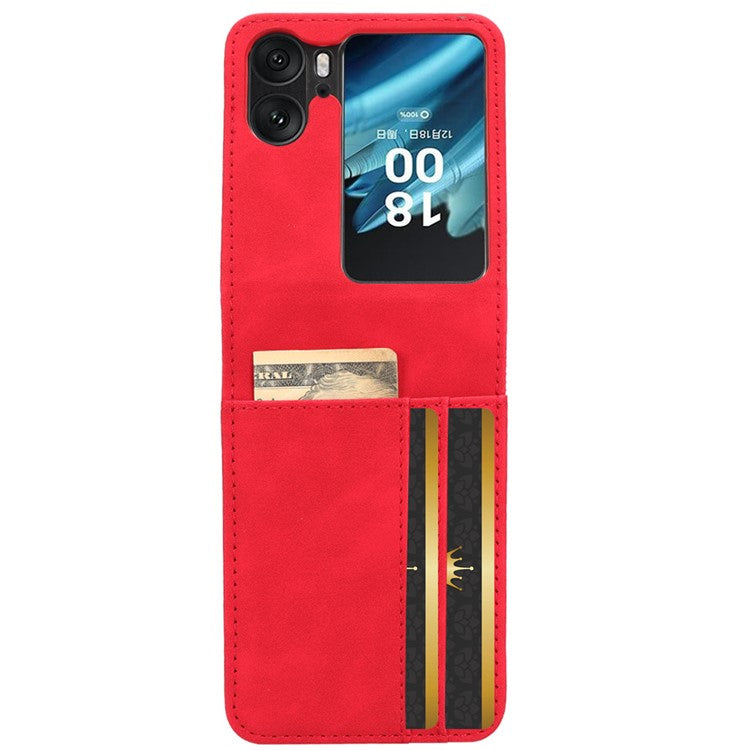 Skin-Touch Phone Case for Oppo Find N2 Flip 5G Separable Design Leather Coated PC Cover with Wallet - Red
