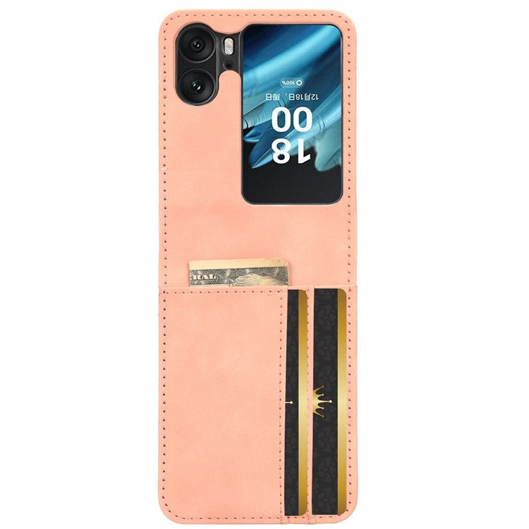 Skin-Touch Phone Case for Oppo Find N2 Flip 5G Separable Design Leather Coated PC Cover with Wallet - Pink